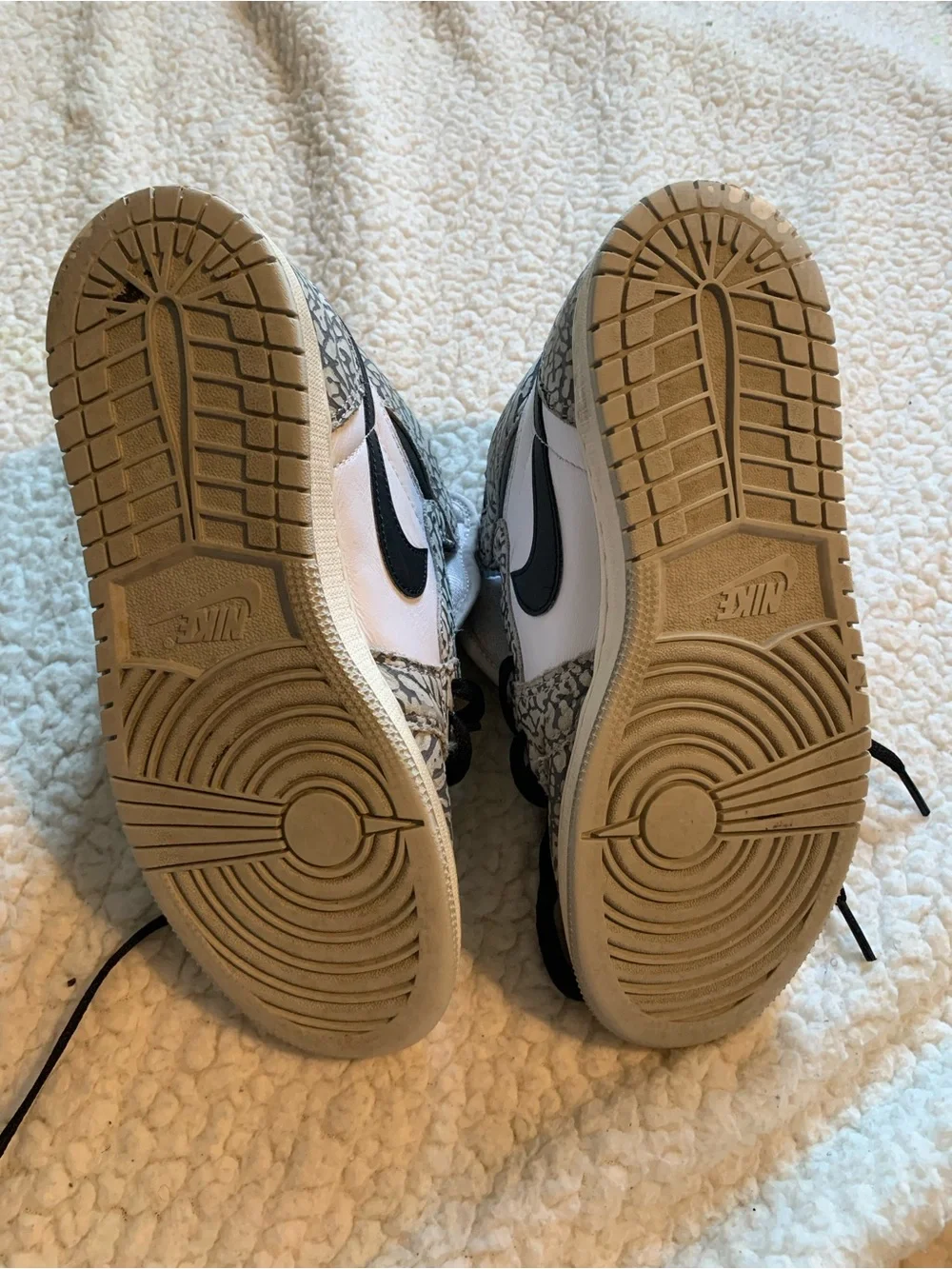 Nike Kids High-Top Sneakers in White, Black, and Gray Elephant Print